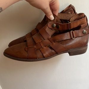 Free People Leather Criss Crossed Flats